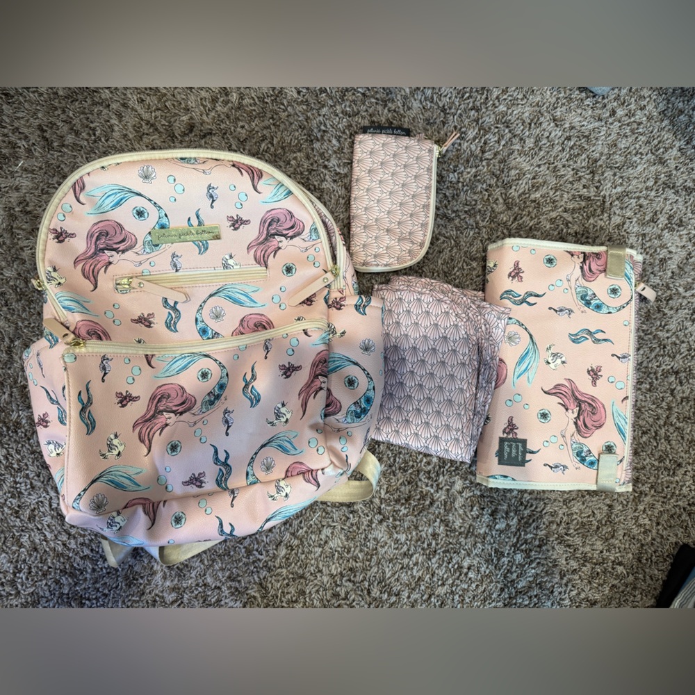 Gently Used Petunia Pickle Bottom Little Mermaid Backpack w/accessories